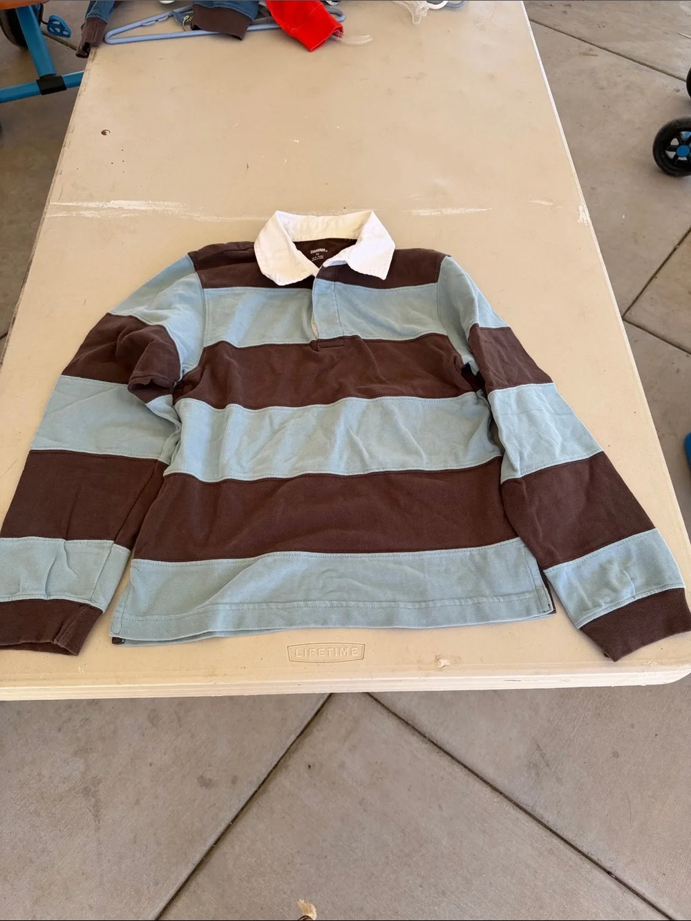 Gymboree Brown and Light Blue Striped Rugby Shirt